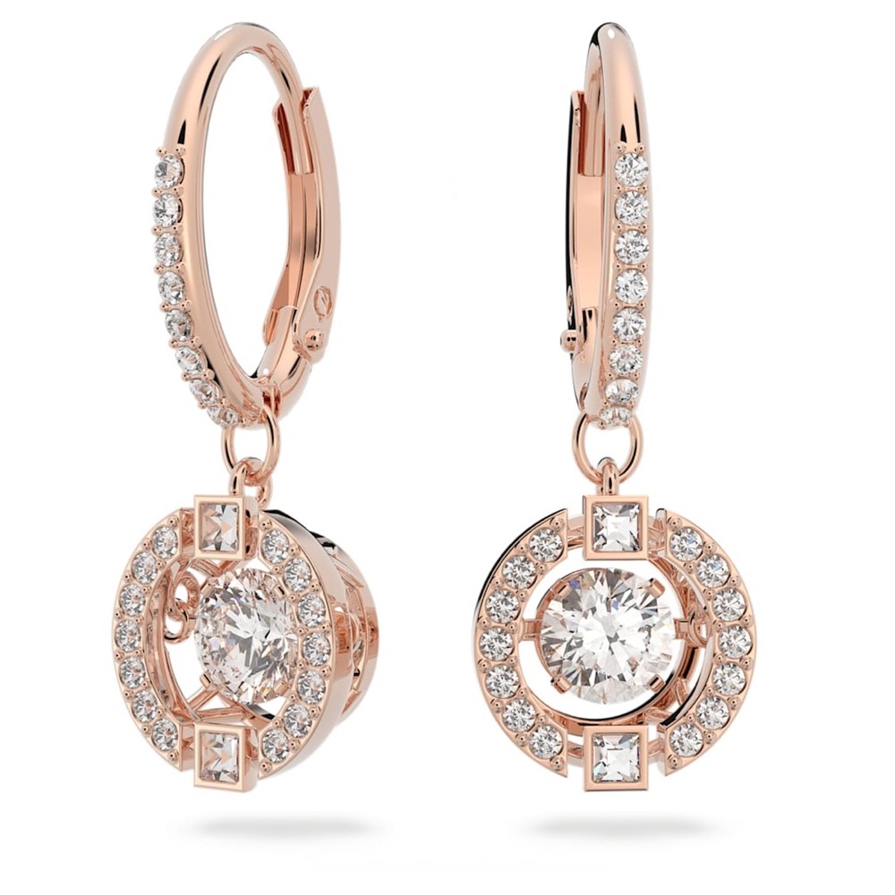 Swarovski Rose Gold Crystal Drop Earrings - Picture 2 of 3